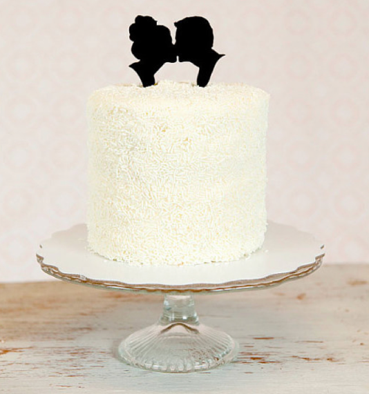 Ruffled Cake with Kissing Silhouettes Cake Topper