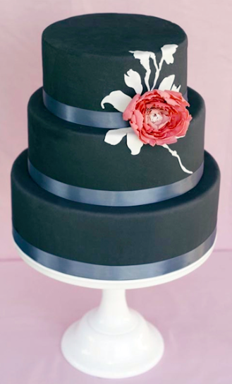 modern black tier cake