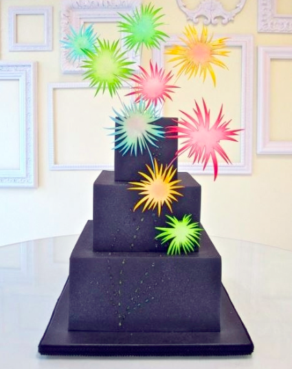 black square firework cake