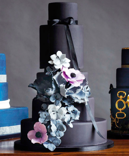 black tiered cake