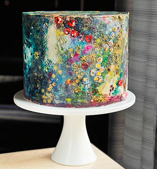 modern art: floral hand-painted cake on Craftsy 