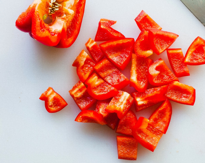 rough chop with a bell pepper