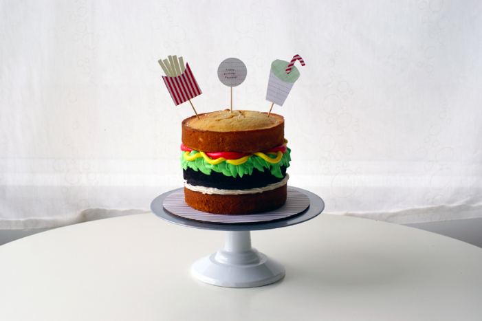 finished burger cake