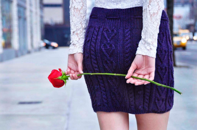 cable heart skirt