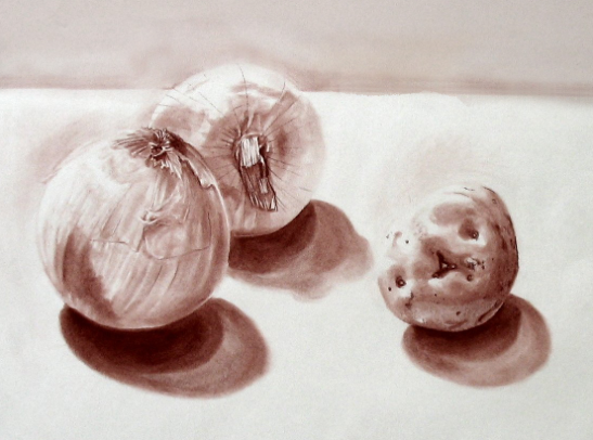 Still Life with Garlic and Potato, Even Tones