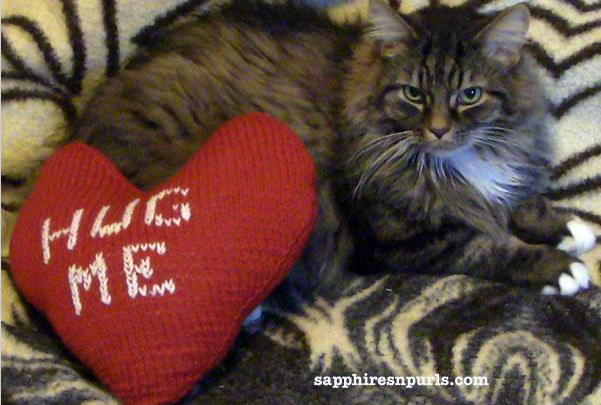 Heart-Shaped Pillow with Knit Letters, on Bluprint