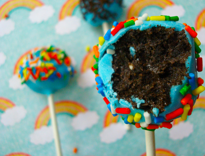 Close Up of Oreo Cake Pop with Bite Missing