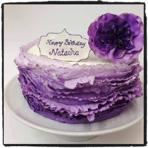 purple ruffle cake