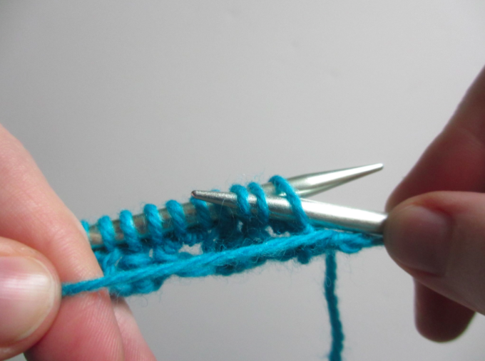 Trinity Knit Stitch - Working on Row 3 