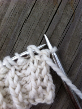 Close Up on Needles with Brioche Stitch