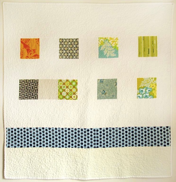 Simple Charm Quilt Beige Quilt with Patterned Squares
