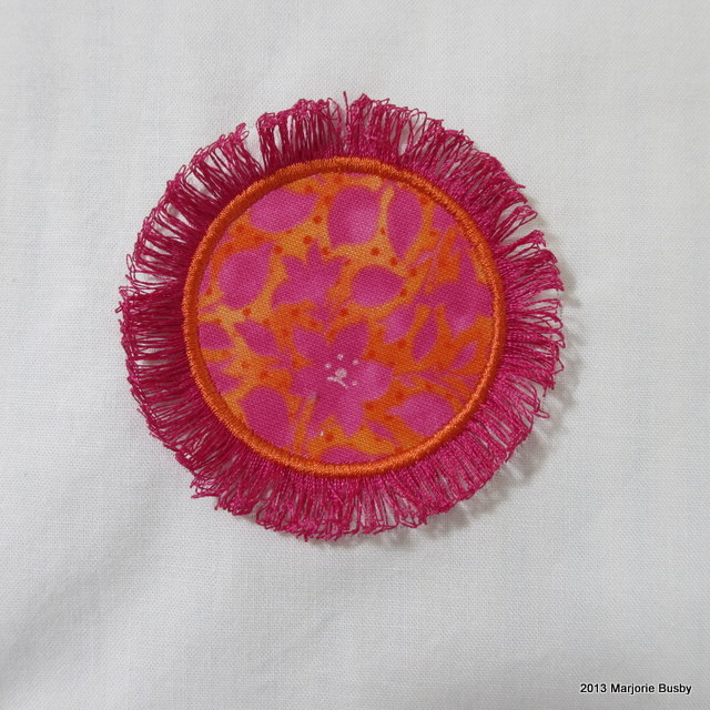 Piece of Pink and Orange Embroidery with Fringe