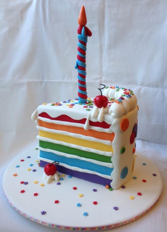 Rainbow Cake Slice