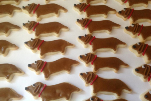 Rows of Wiener Dog Cookies