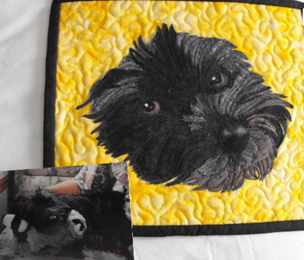 Picture of Dog, Dog Face on Quilt