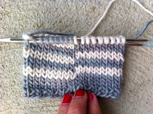 Knitting on Needle, with Jogs