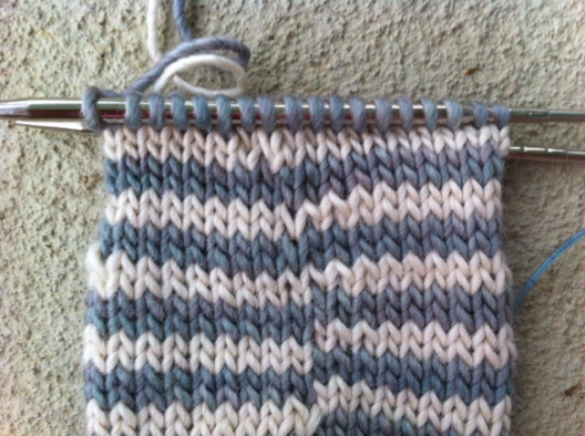 Closeup on Knitting Project Showing Seam
