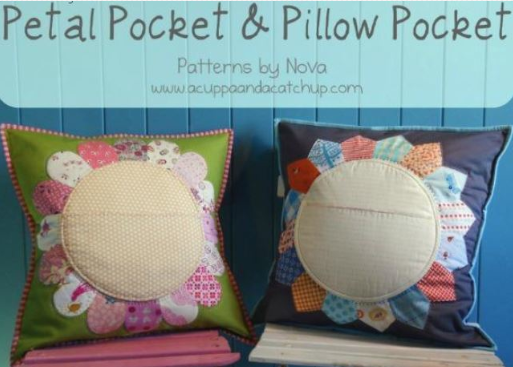 Two Colorful Pocket Pillows on Bench