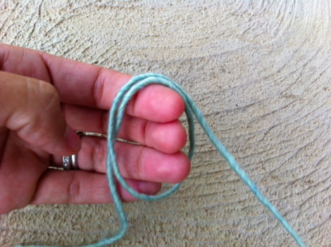 Hand Looped with Blue Crochet Yarn