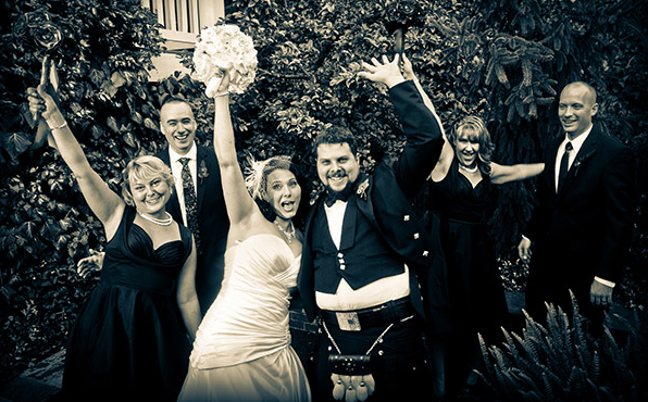 Wedding Party Celebratory Photo - Black and White