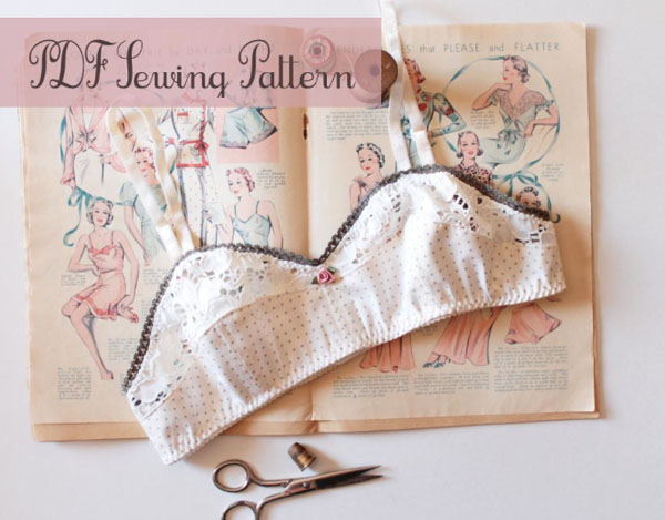 Vintage Style Bra Laying on Pattern Book