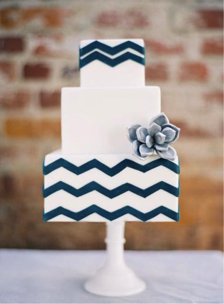 Blue Chevron Cake