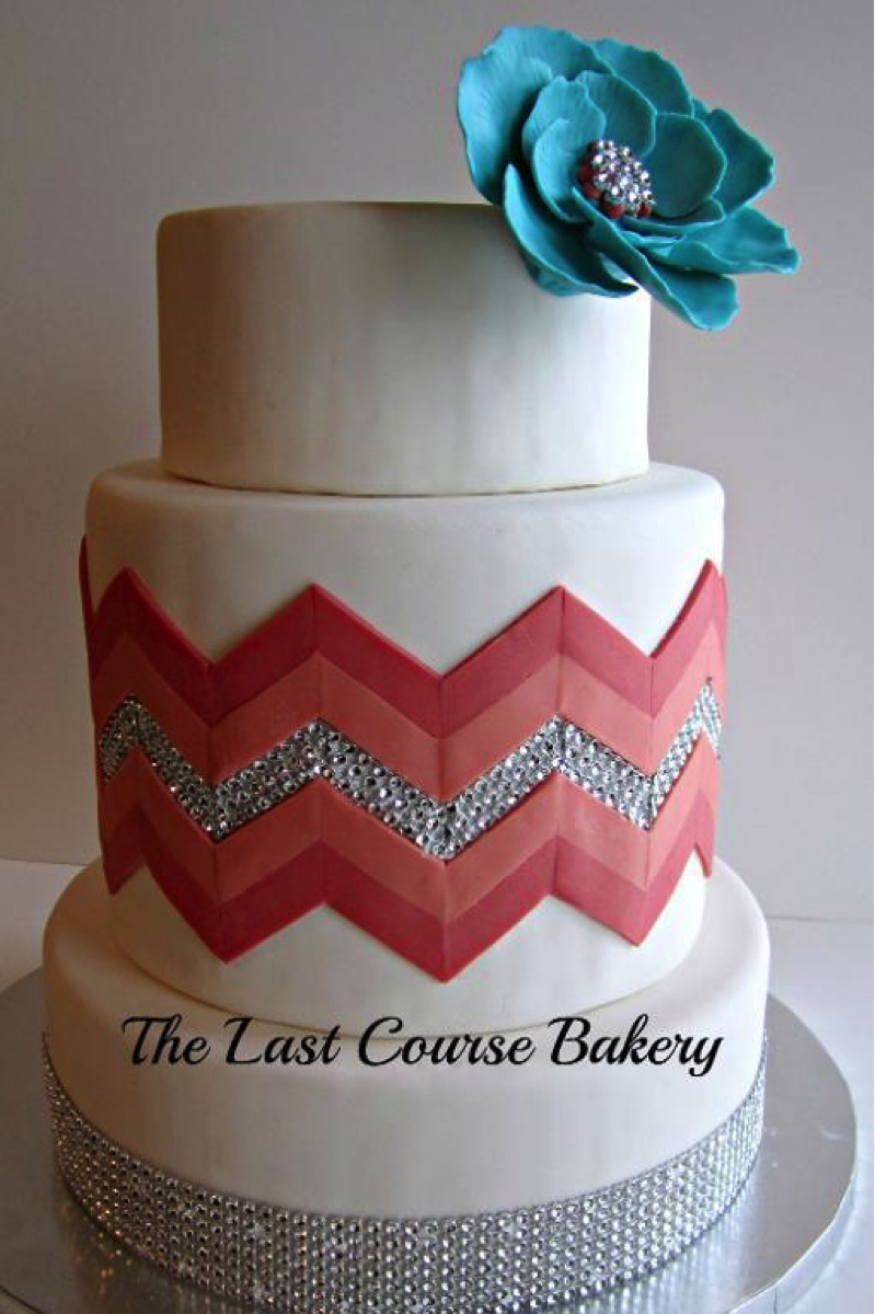 White Chevron With Pink and Sparkle Stripes