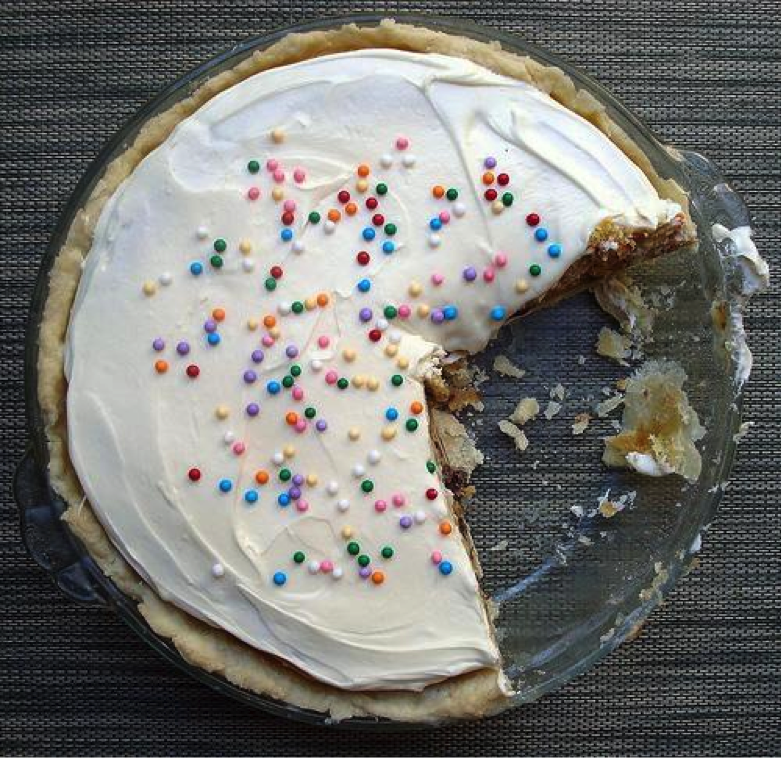 Pie with White Frosting and Sprinkles