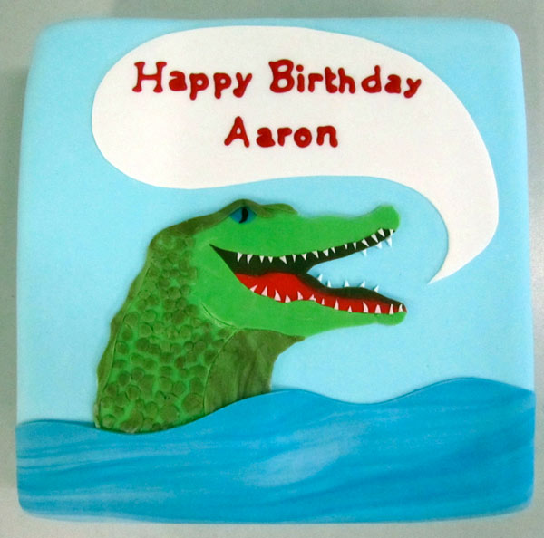 Birthday Cake with Cartoon Crocodile