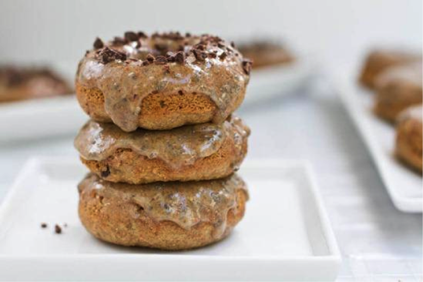 Stack of Three Chocolate Chip Doughnuts