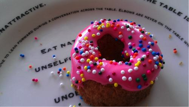 Little Doughnut Cookie with Pink Icing and Sprinkles