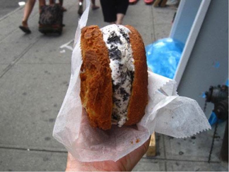 Cookies Ice Cream in a Doughnut 