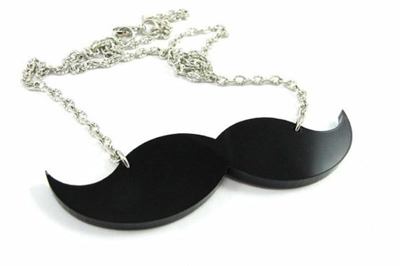Black Mustache Attached to Chain 