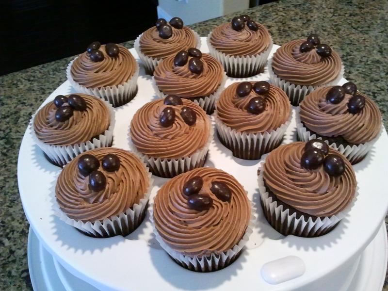 Dozen Cupcakes Topped with ChocolateCoffee Beans