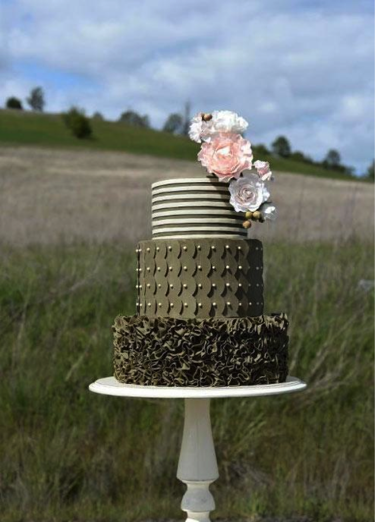 Tiered Cake Against Pastoral Background