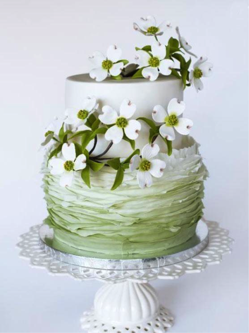 Tiered Cake with Flower Accents