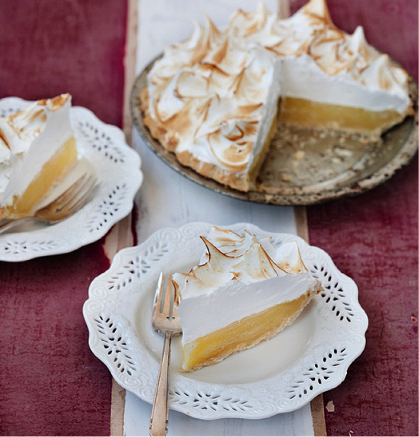 Lemon Meringue Pie with Pieces out on Plates