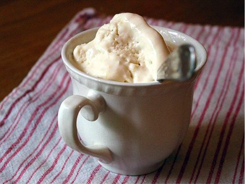 Lemon Ice Cream in Mug with Spoon