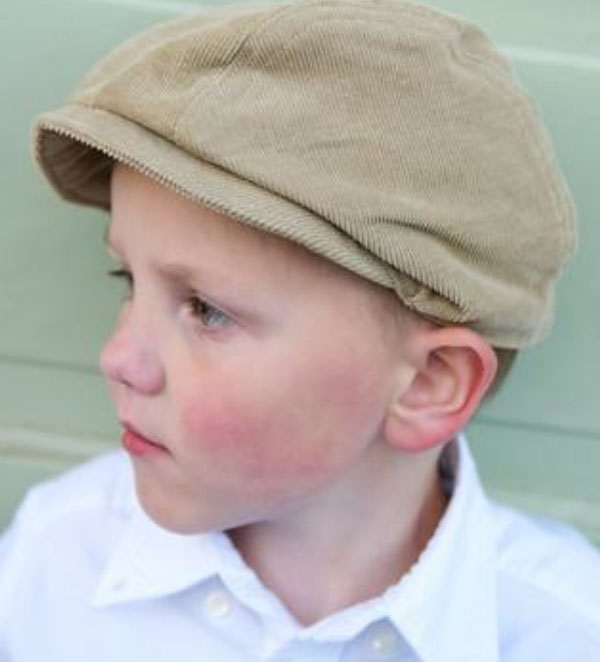 Boy Wearing Green Corduroy Hat