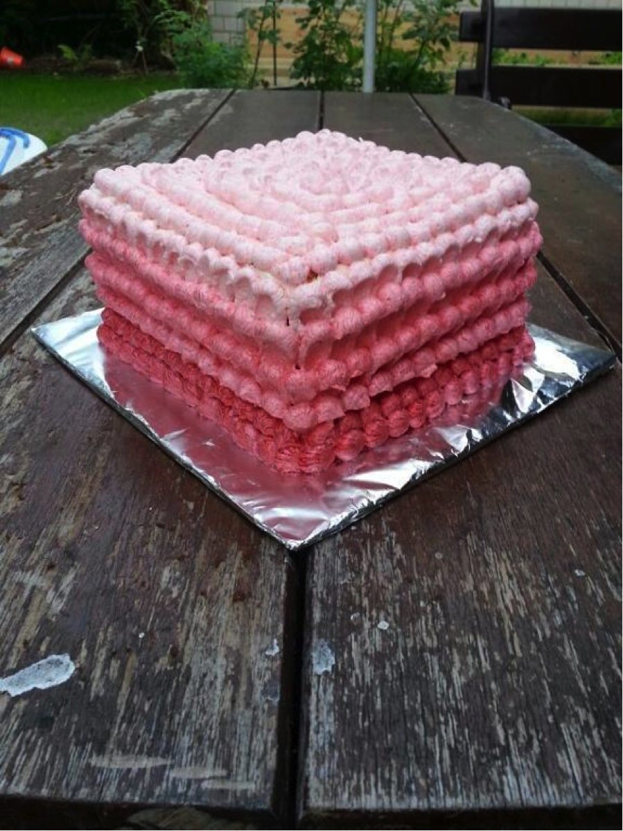 Pink Ombre Cake on Picnic Table