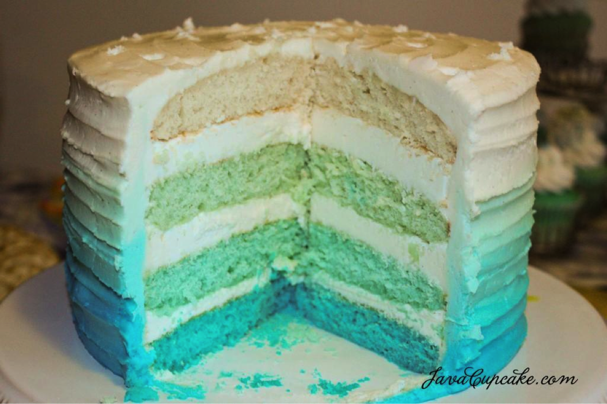 Inside Look at Blue Ombré Cake (Sliced)