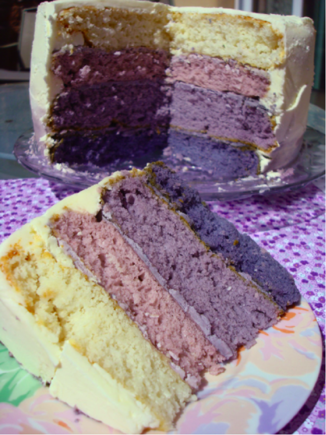 Inside view & Slice of Purple Ombré Cake