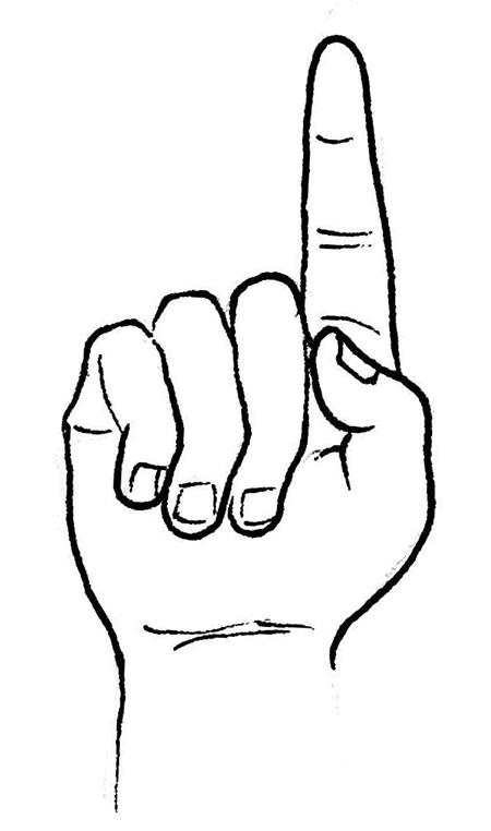 Drawing of Hand with One Finger Pointing Up