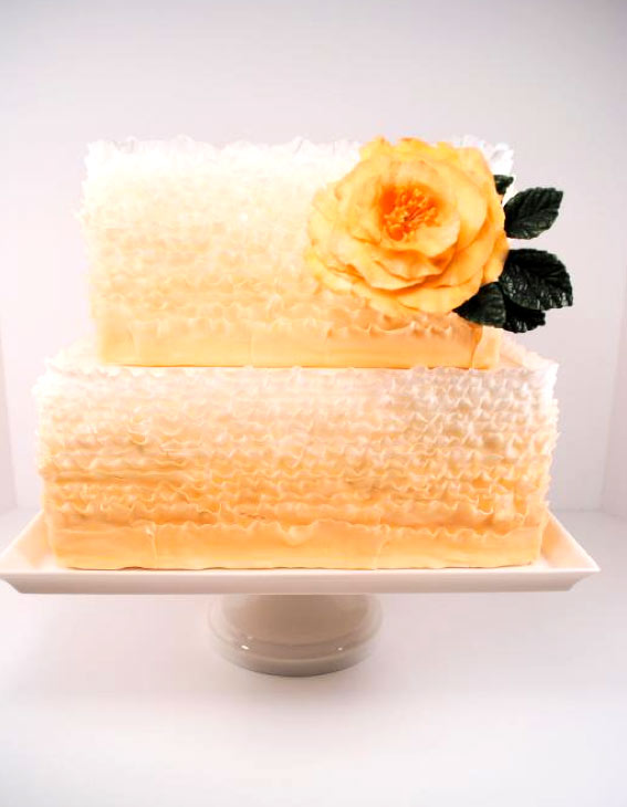 Pastel Orange Square Frill Cake