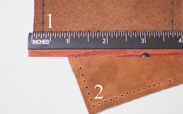 Leather Pieces with Ruler on Top