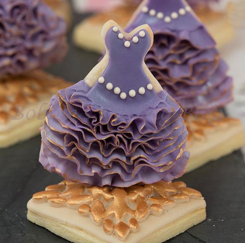 Cookies Topped with Ruffled Purple Dresses