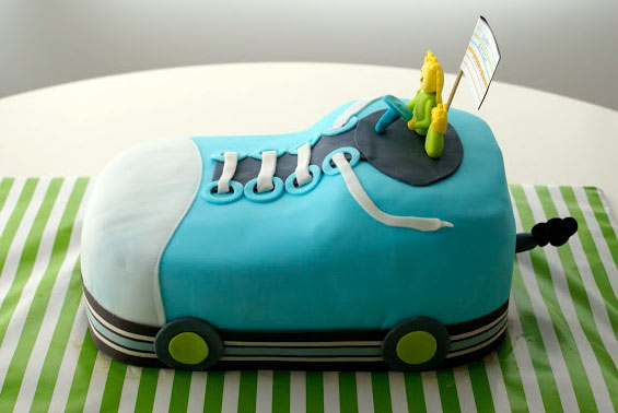 Cake in Shape of Blue Sneaker Car