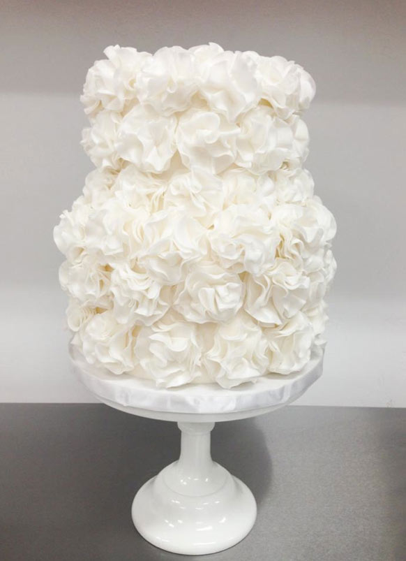 Two Tiered Frilled White Cake 