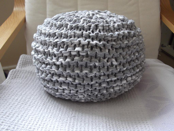 Grey Yarn "Pouf" on Chair 