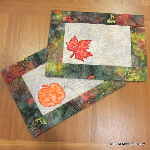 Placemats with Fall Leaf and Pumpkin Design